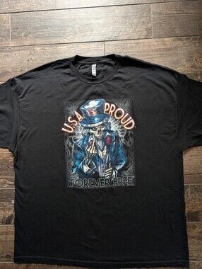 USA Proud Forever Free Uncle Sam Freedom Finger T-shirt Men's 3XL